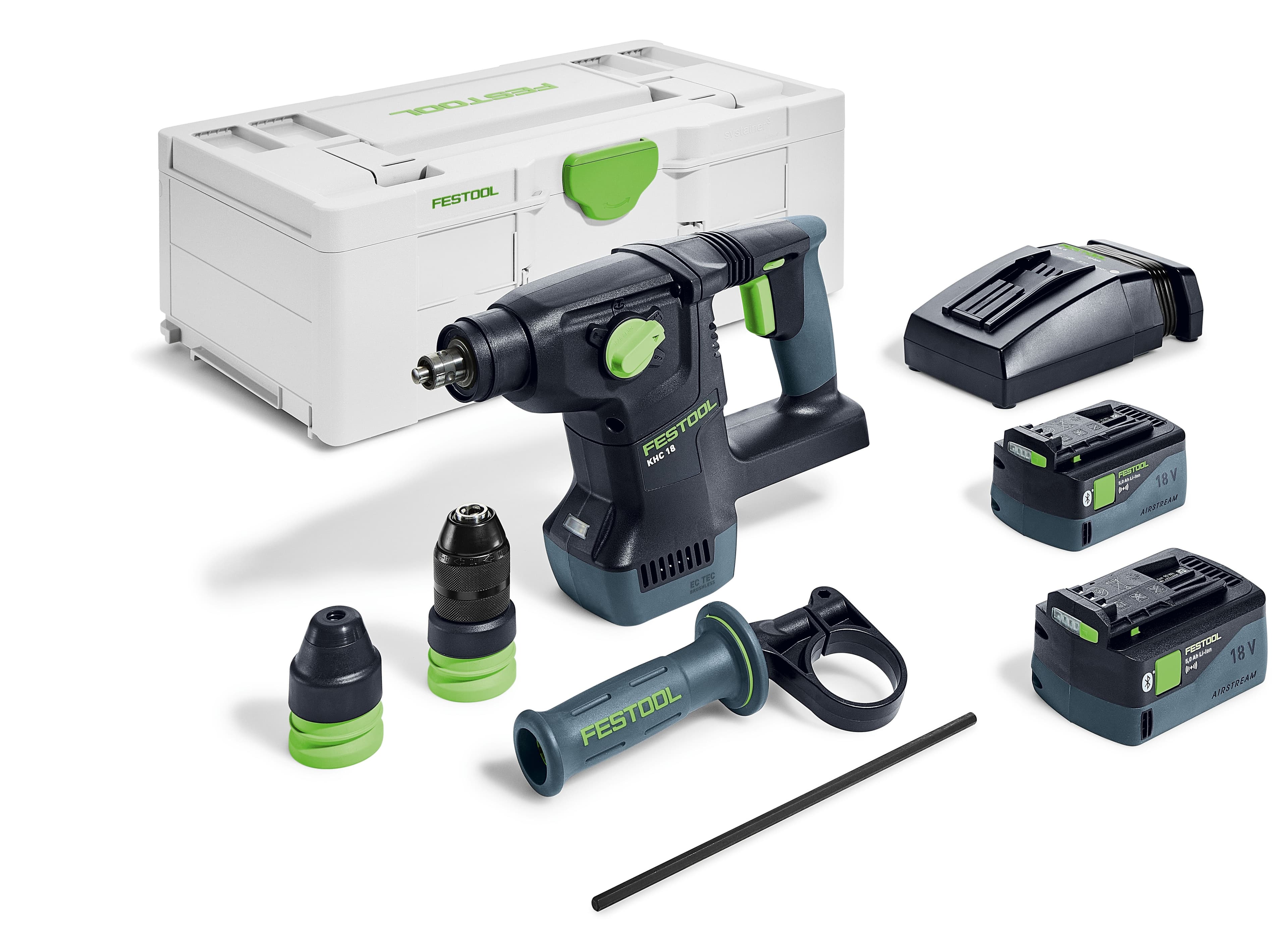 Festool boorhamer KHC 18 5,0 EBI-Plus SDS-plus 26mm 2.6J beitelstop 18V 2x 5,0Ah