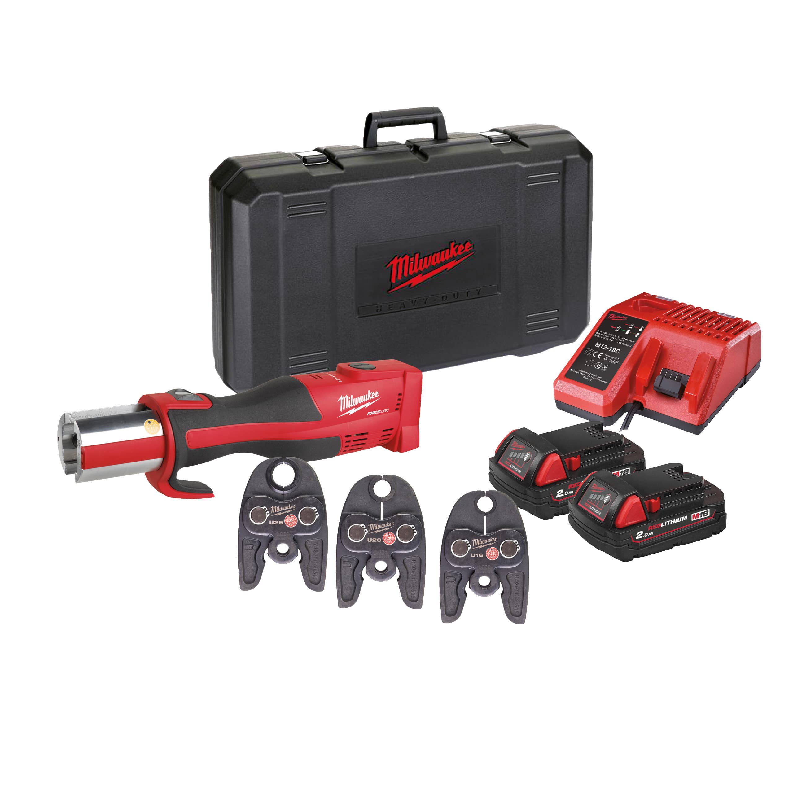 Milwaukee 18V perstang 3x TH-profiel bek 16/20/32 2x 2Ah M18 BLHPT-202CTH SET