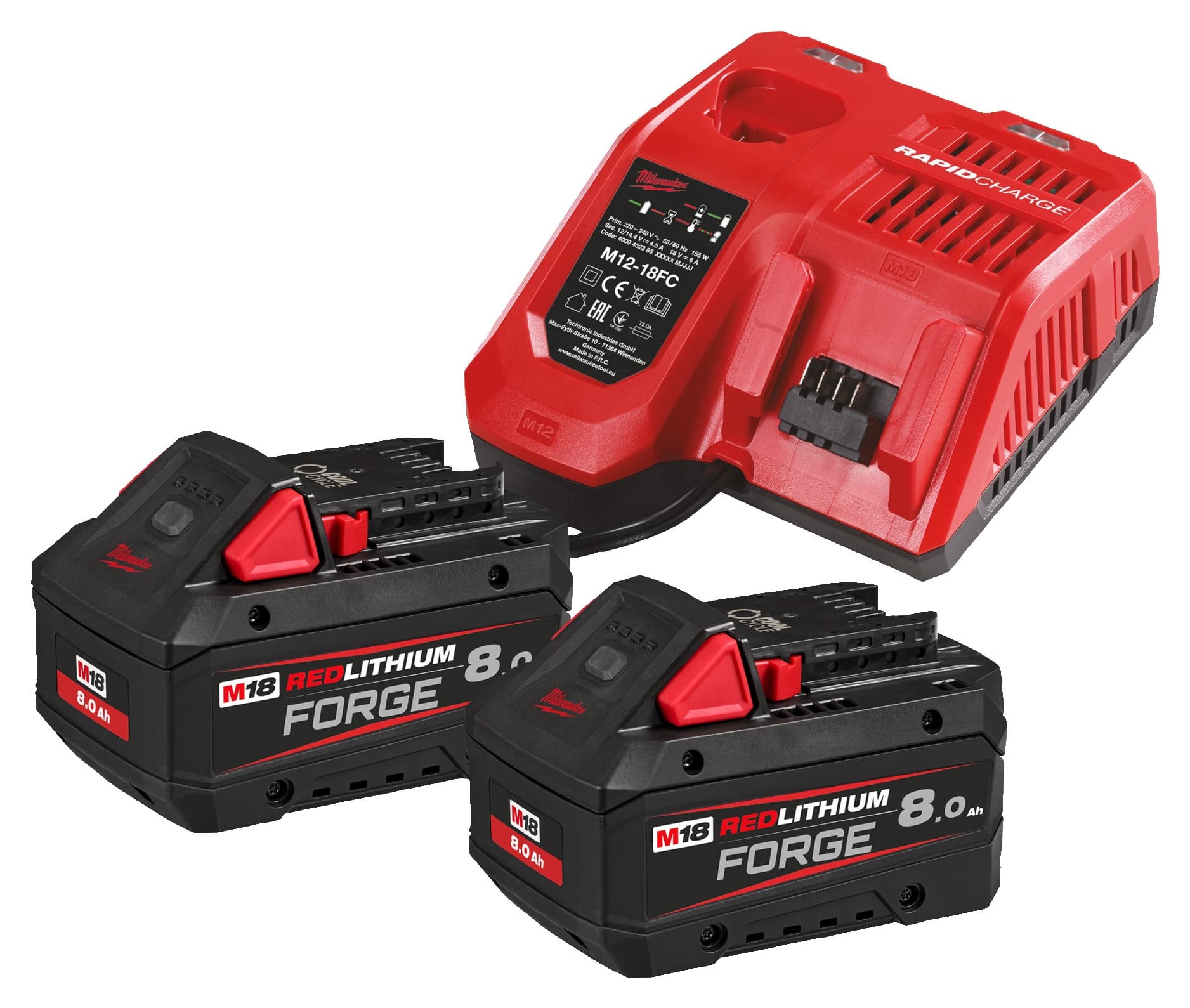 Milwaukee accu startset M18 FORGENRG-802 6A lader 2x 8,0Ah FORGE