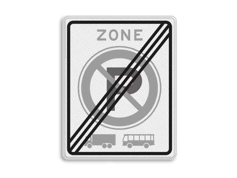 Verkeersbord RVV E201ze - EINDE ZONE parkeerverbod voor vrachtautos en bussen.