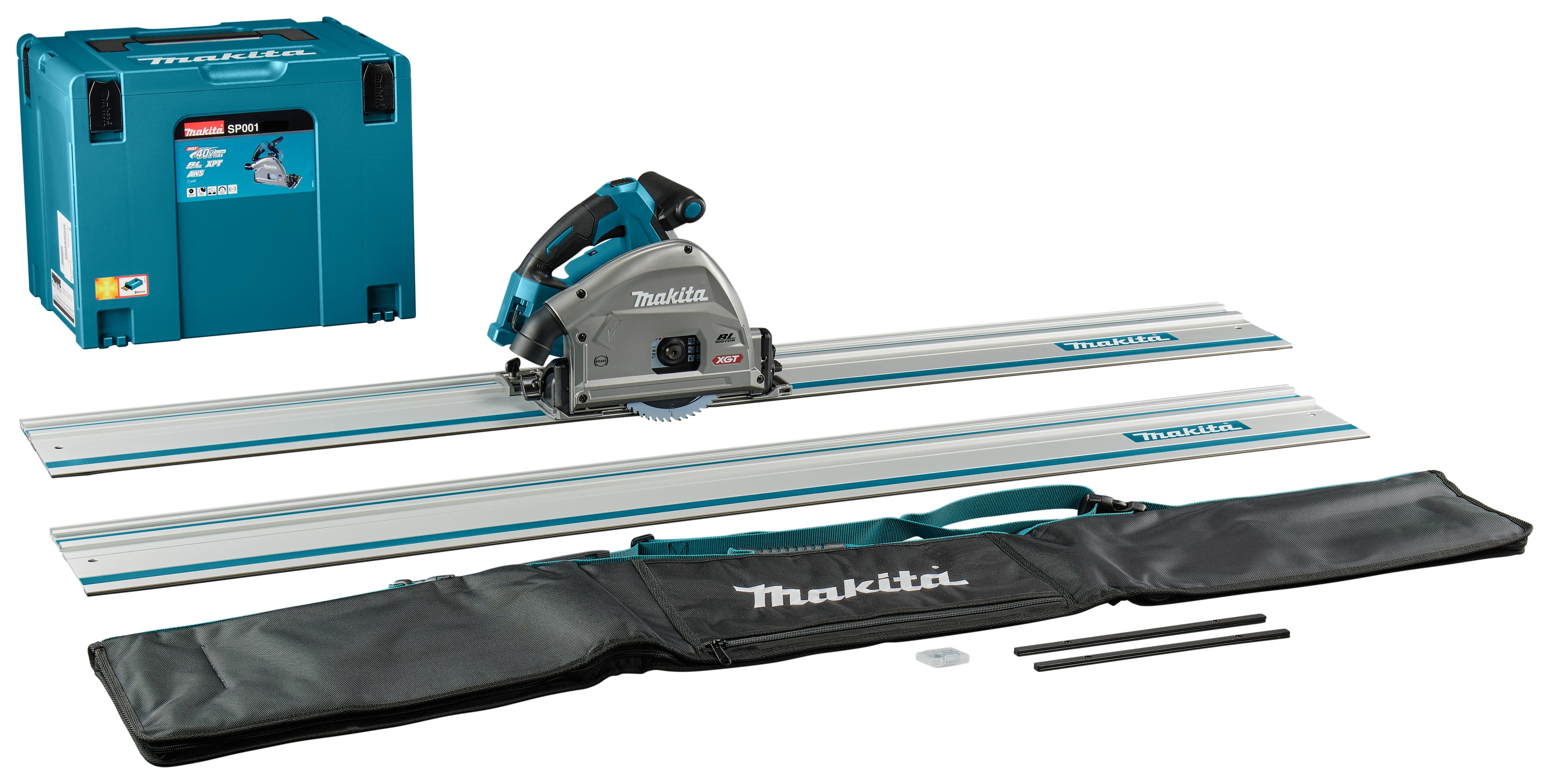 Makita invalzaag SP001GZ06 165mm incl. 2x geleiderail en tas 40V AWS Mbox