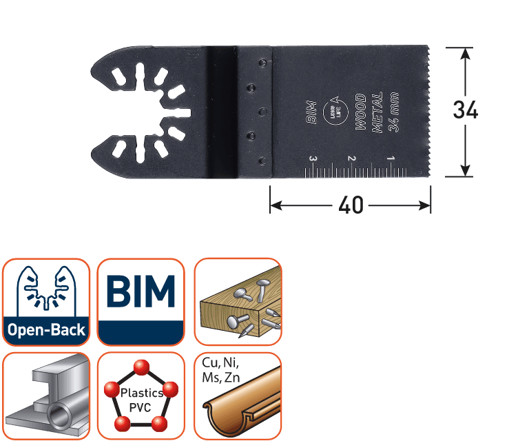 Rotec multitool Open-Back invalzaagblad BIM Hout/Metaal 34x40mm