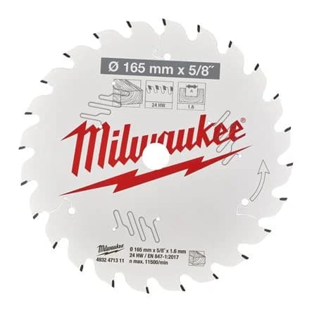 Milwaukee Cirkelzaagblad hout 165 x 15.87 x 1.6 Thin Kerf ATB 24T +15°