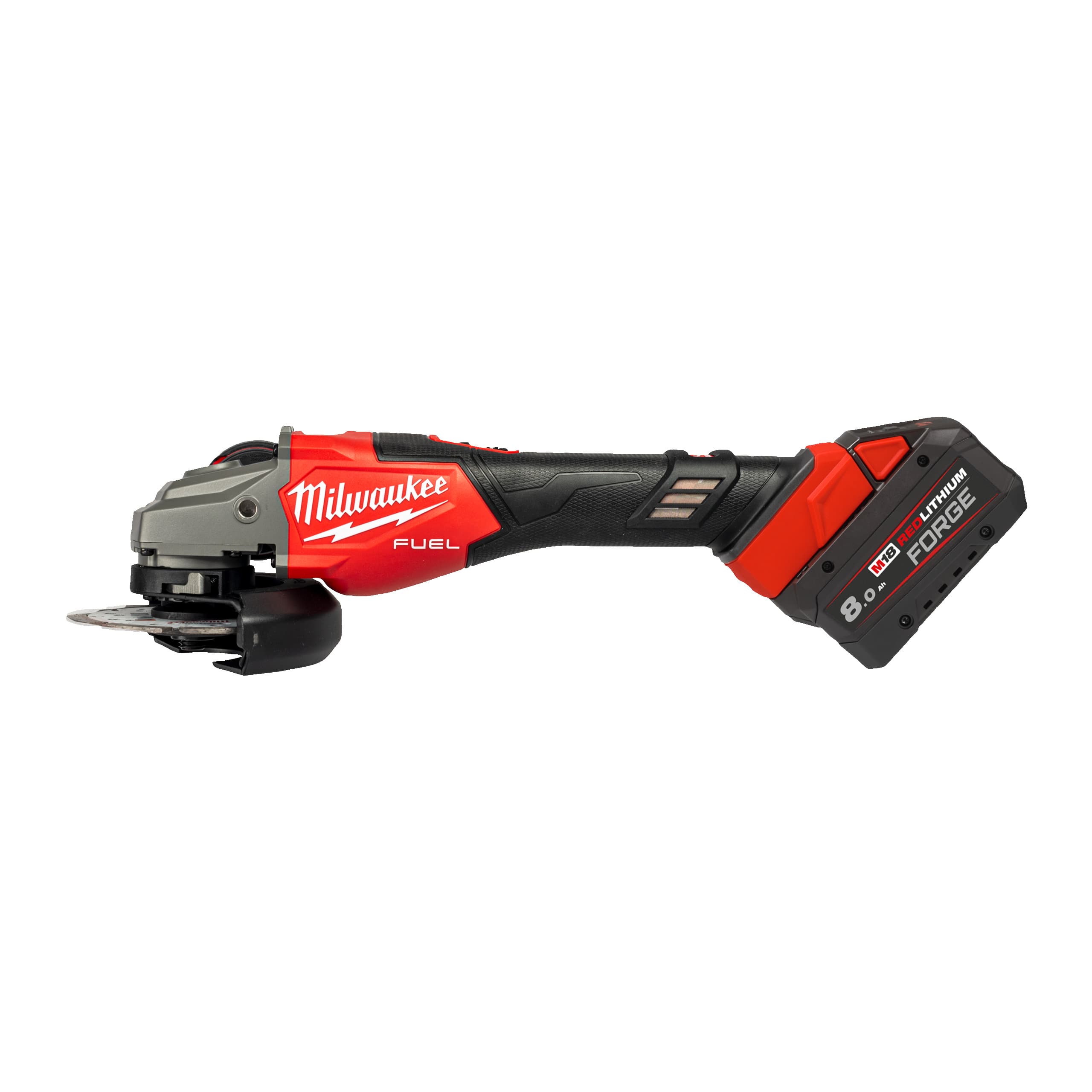 Milwaukee haakse slijper M18 FHSAG125XB2-802X 125mm high performance rem 2x 8,0Ah FUEL koffer