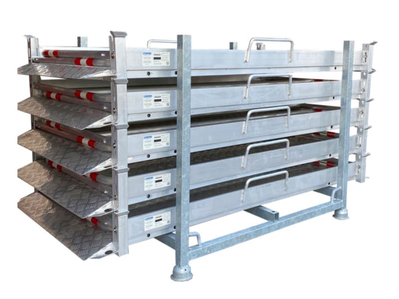 Loopbruggenset met Veiligheidsleuningen (5x brug + 1x rek)