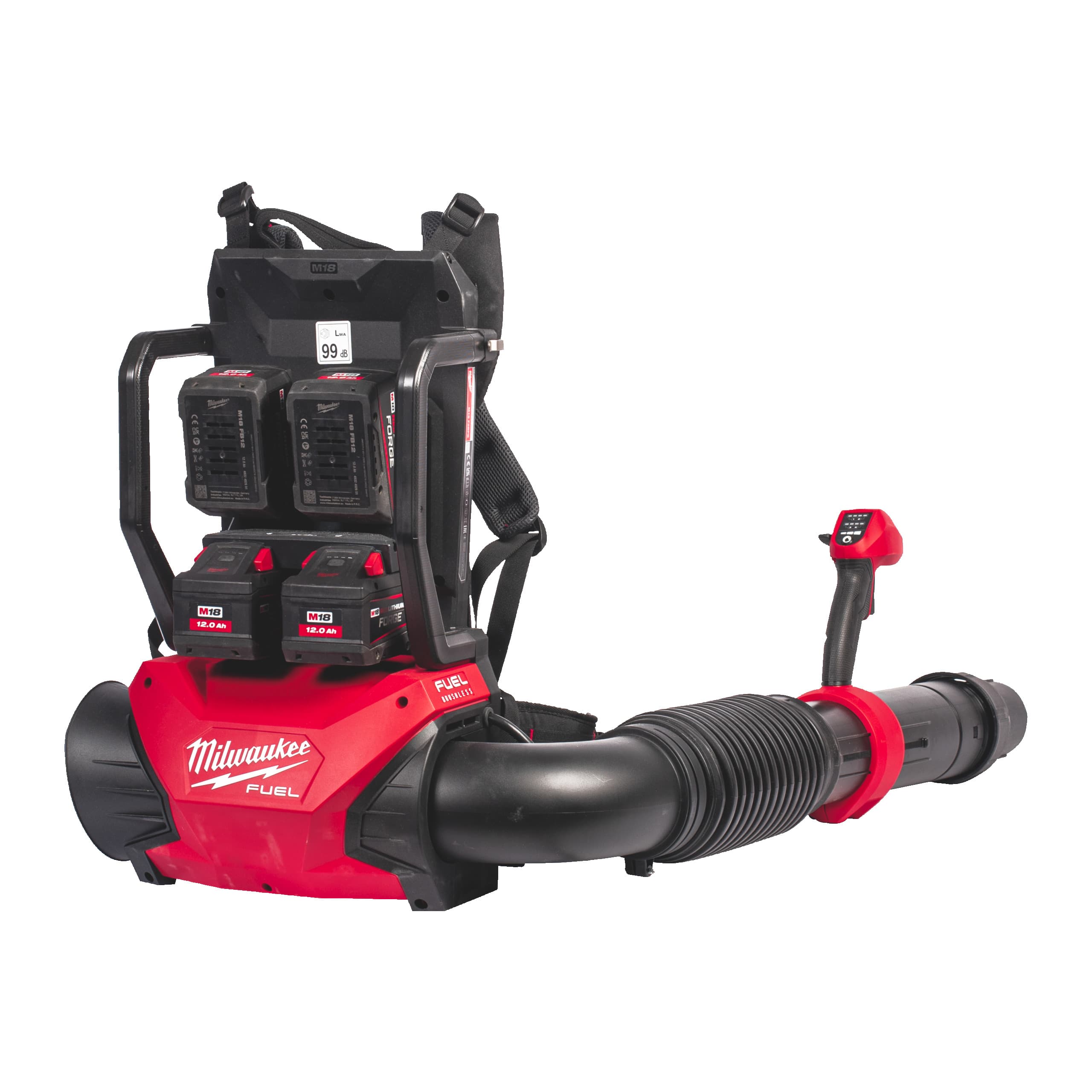 Milwaukee 18V bladblazer FUEL rugzak dual battery 4x 12.0Ah Forge M18 F2BPB-124