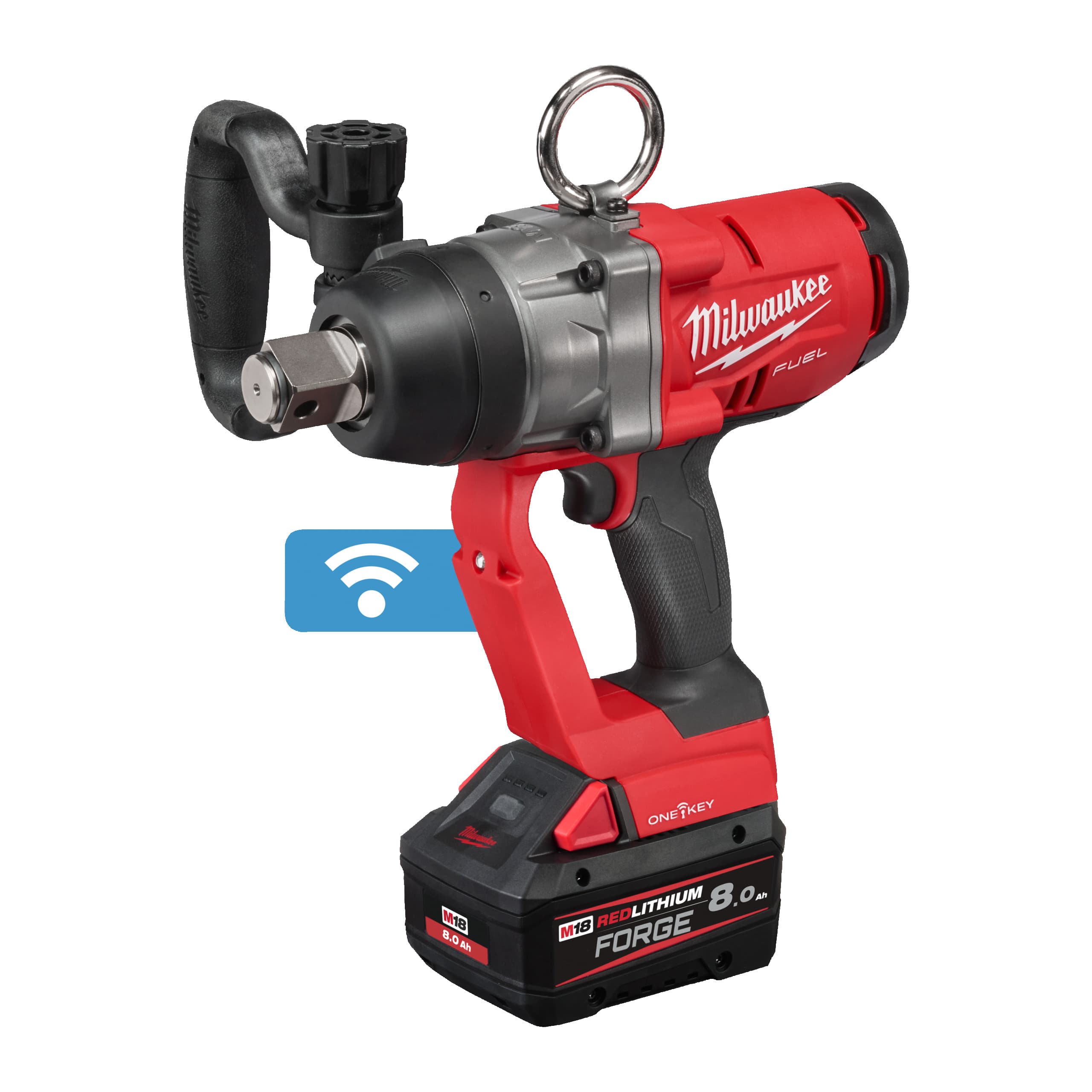 Milwaukee 18V slagmoersleutel 1″ 2033Nm ONE-KEY frictiering 2x 8,0Ah Forge M18 ONEFHIWF1-802X