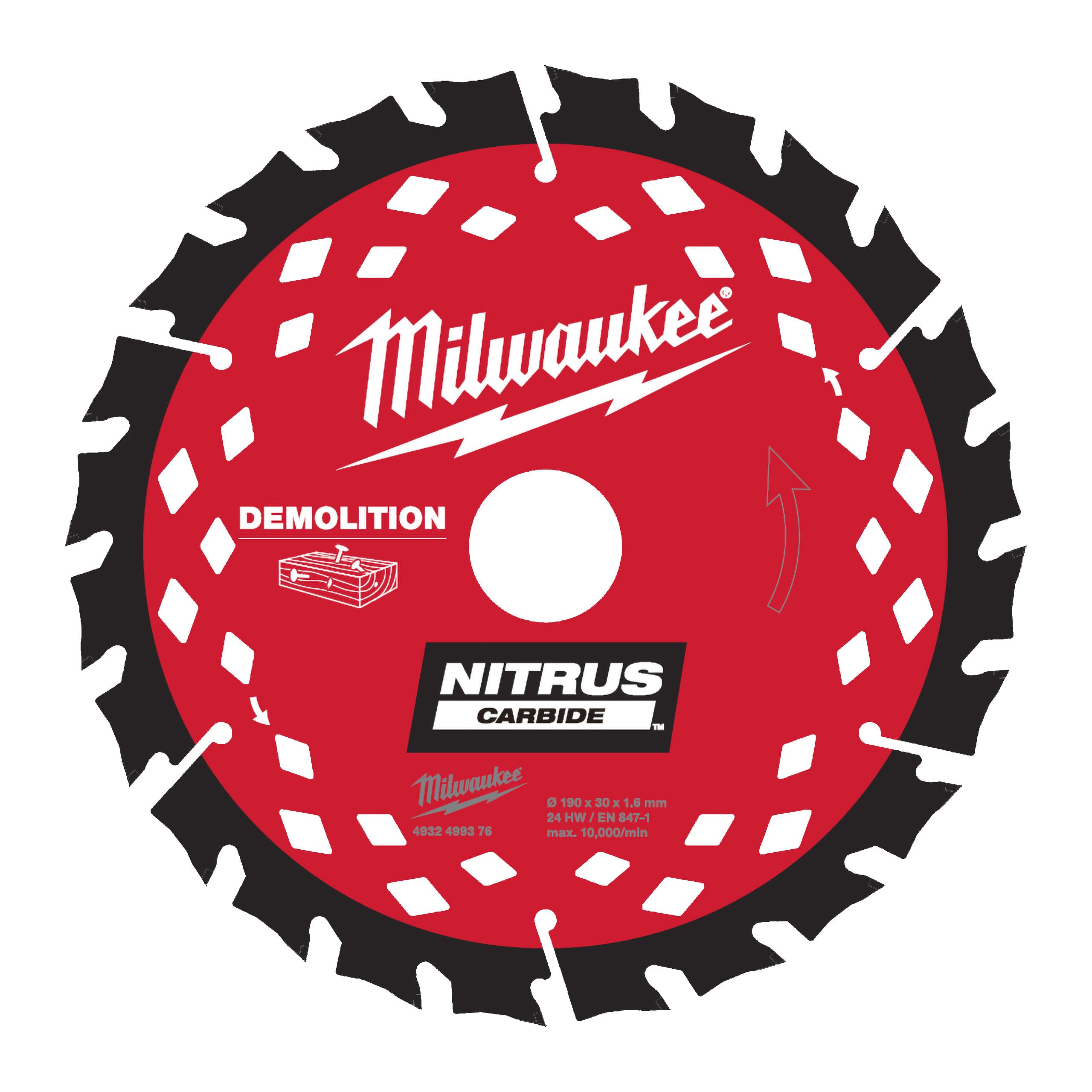 Milwaukee Cirkelzaagblad hout 190 x 30 x 1,8 Thin Kerf ATB 24T Nitrus Carbide