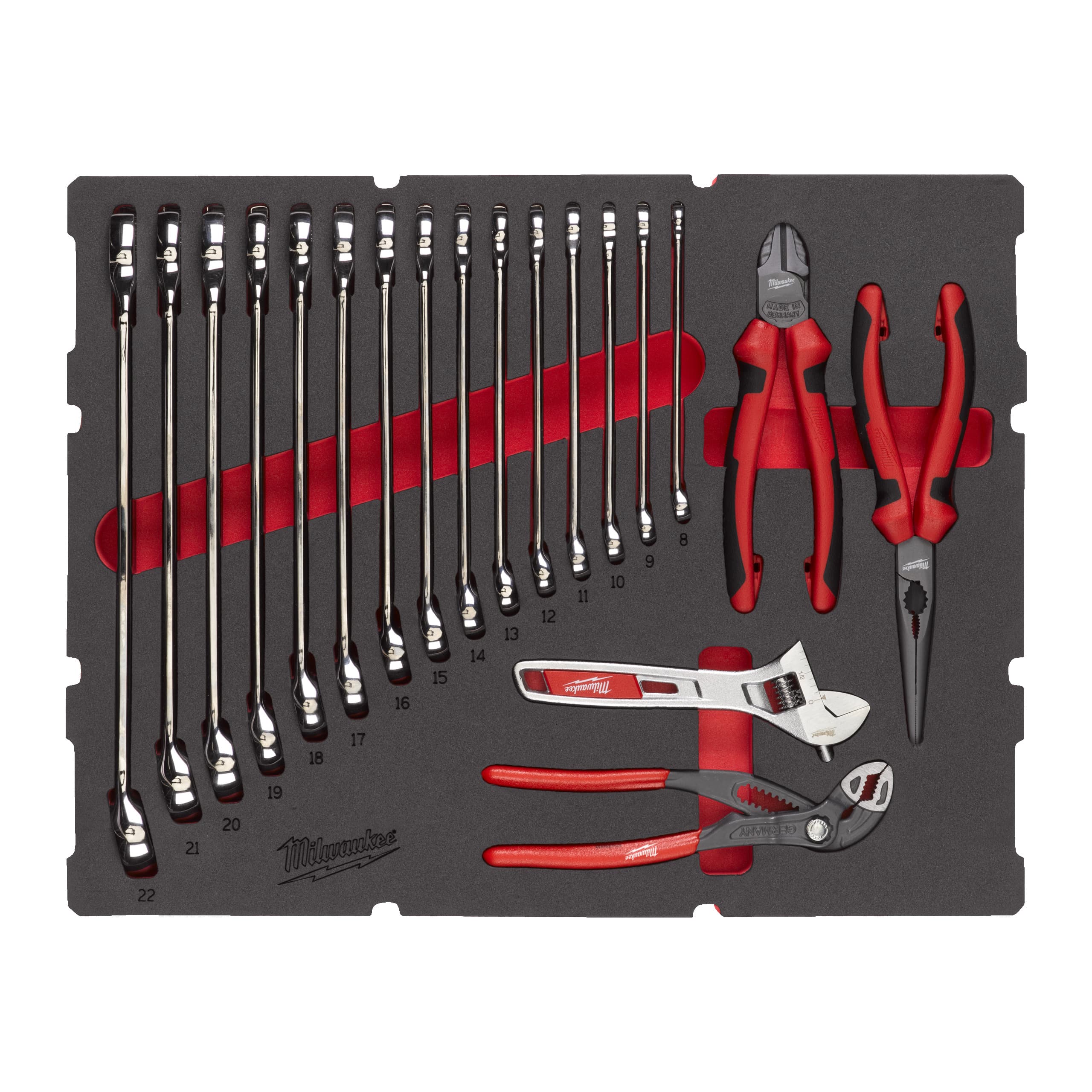 Milwaukee Foam Inlay PACKOUT sleutel en tangen set (19-delig)
