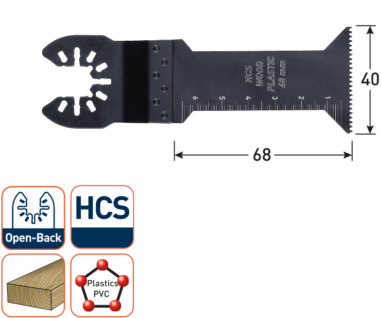 Rotec multitool Open-Back invalzaagblad HCS Hout 40x68mm