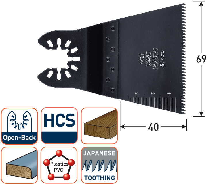 Rotec multitool Open-Back invalzaagblad BIM Hout/Metaal 69x40mm