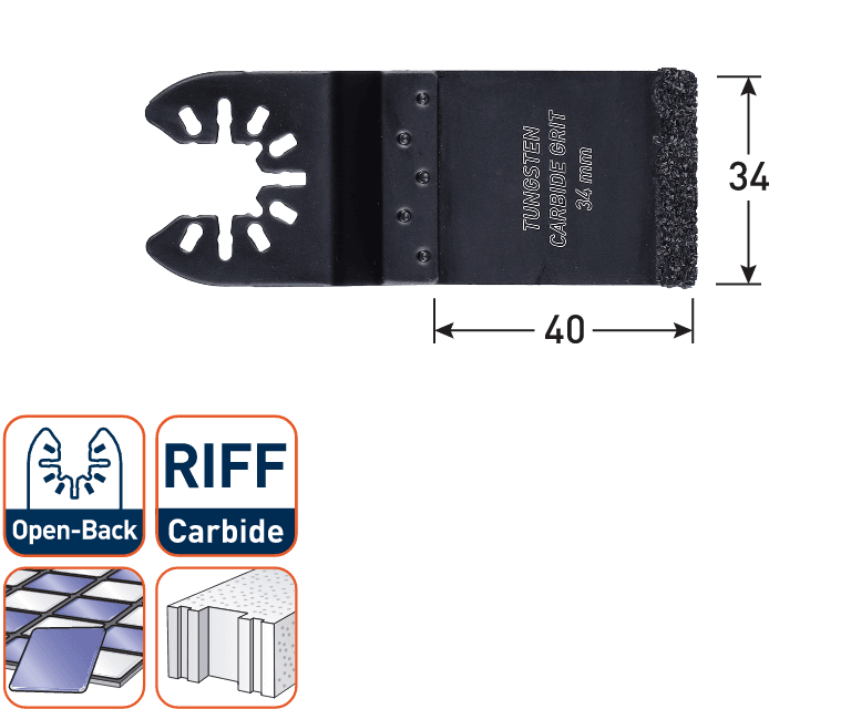Rotec multitool Open-Back invalzaagblad HM-RIFF Voegen 34x40mm