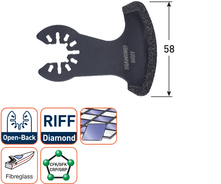 Rotec multitool Open-Back invalzaagblad Diamond-RIFF Voegen 58x30mm