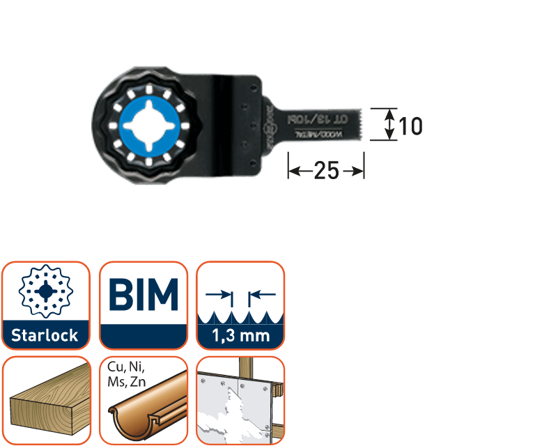 Rotec multitool Starlock invalzaagblad BIM Hout/Metaal 10x25mm