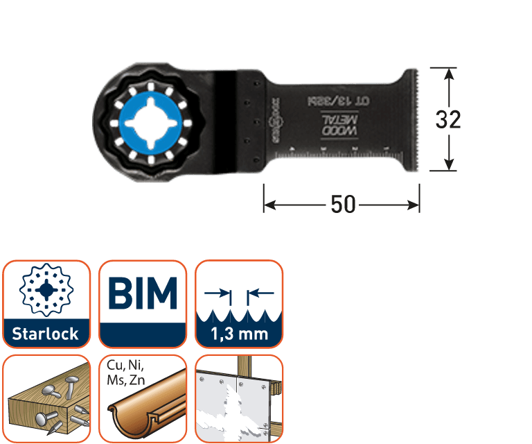 Rotec multitool Starlock invalzaagblad BIM Metaal 32x50mm 5 Stuks
