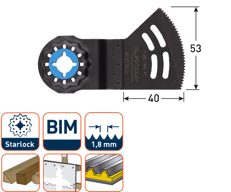 Rotec multitool Starlock invalzaagblad BIM Hout/Abras. 53x40mm