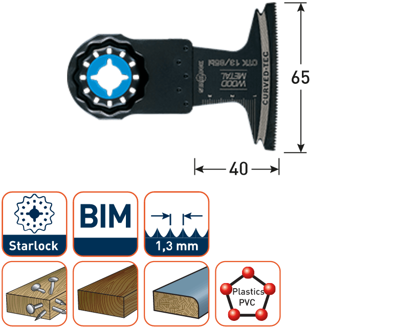 Rotec multitool Starlock invalzaagblad BIM Hout/Metaal 65x40mm