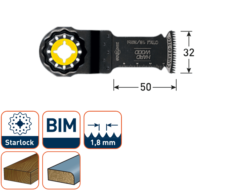 Rotec multitool Starlock invalzaagblad BIM Hardhout 32x50mm