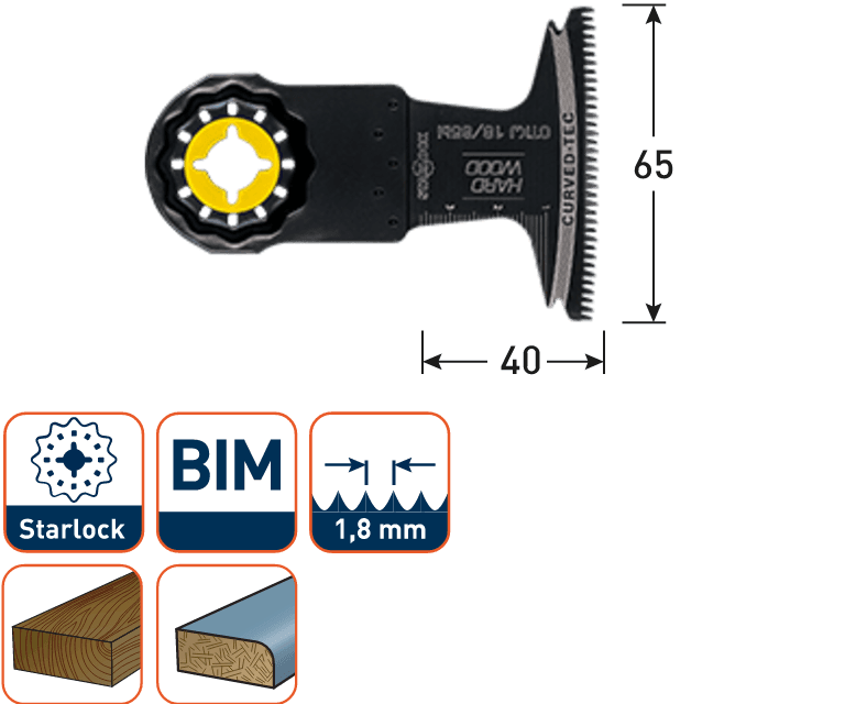 Rotec multitool Starlock invalzaagblad BIM Hardhout 65x40mm