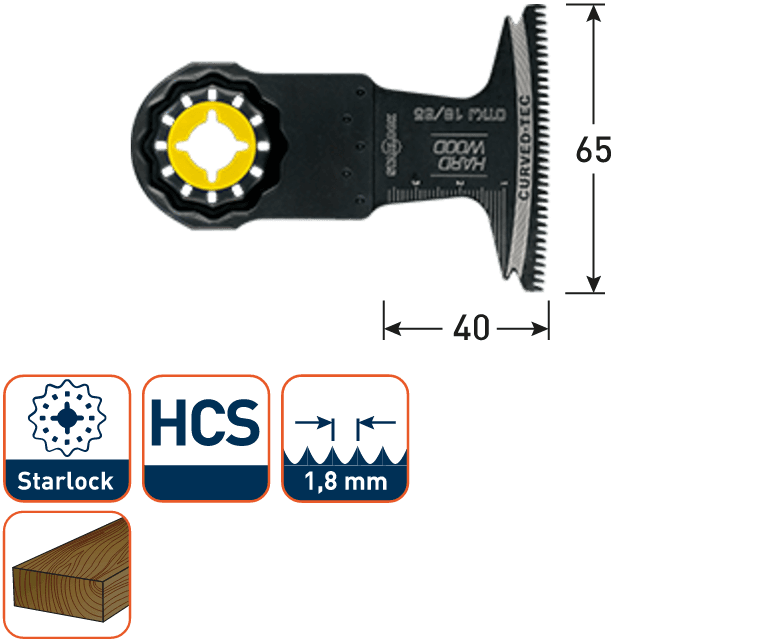 Rotec multitool Starlock invalzaagblad HCS Hardhout 65x40mm