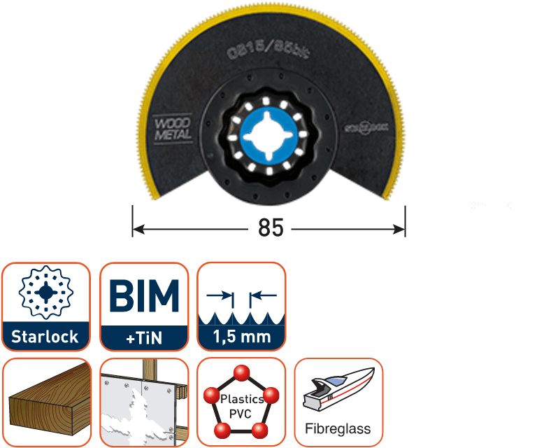 Rotec multitool Starlock Segmentzaagblad HCS Multi-Materiaal 85mm