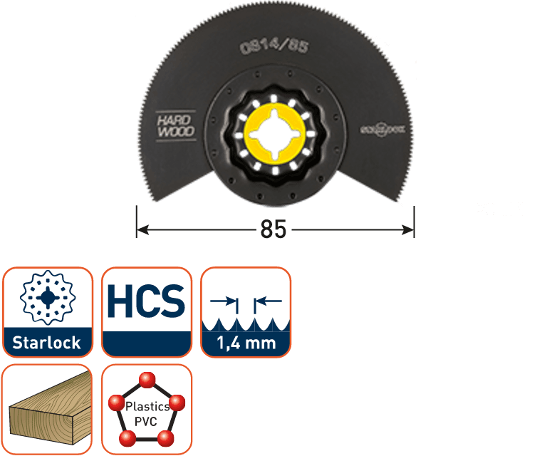 Rotec multitool Starlock Segmentzaagblad HCS Hout 85mm