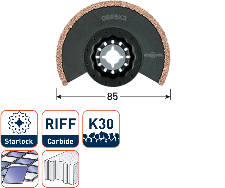 Rotec multitool Starlock Segmentzaagblad HM-Riff Voegen 85mm