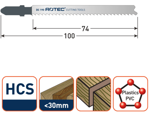 Rotec Decoupeerzaagblad Hout Clean-line T101BR neerwaartse tand 100mm 5x