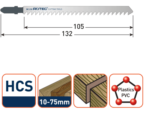 Rotec Decoupeerzaagblad Hout Clean-line lang 132mm 5x