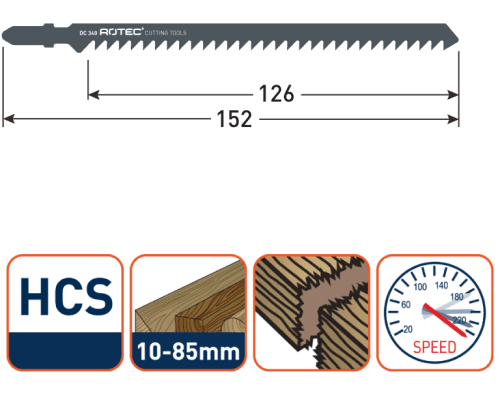 Rotec Decoupeerzaagblad Hout Speed-line T344D extra lang 152mm 5x