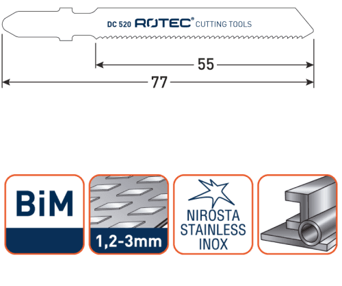 Rotec Decoupeerzaagblad Metaal Basic-BIM T118AF RVS 77mm 5x
