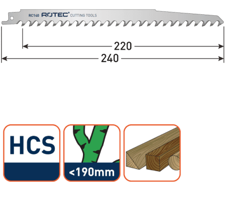 Rotec Reciprozaagblad Levend hout S1542K 240mm 5 Stuks