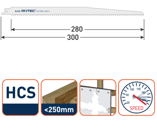 Rotec Reciprozaagblad Hout-kunstof S1344D 300mm 5 Stuks