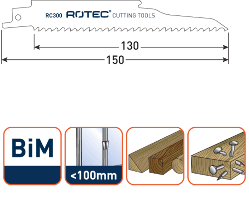 Rotec Reciprozaagblad Hout-metaal Kozijnen 150mm 5 Stuks