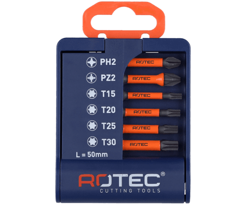 Rotec Schroefbitset IMPACT 50mm bits PH-PZ-TX 6dlg