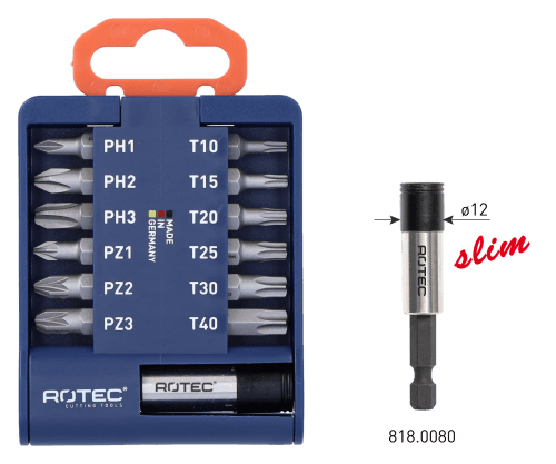 Rotec Schroefbitset BASIC Bithouder SLIM bits PH-PZ-TX 13dlg