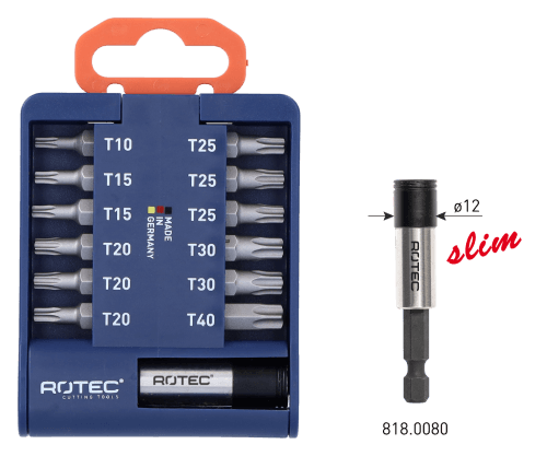 Rotec Schroefbitset BASIC Bithouder SLIM bits TX 13dlg