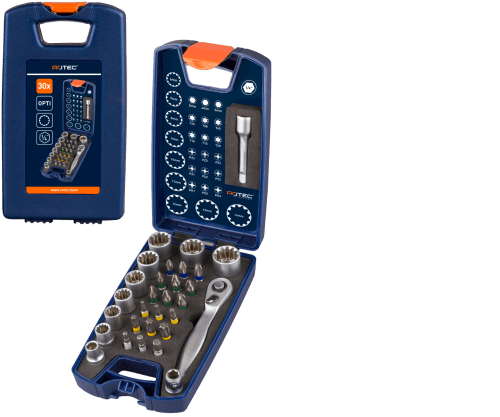 Rotec Schroefbitset OPTI-LINE Ratel bits+doppen PH-PZ-T-SW 30dlg