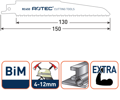 Rotec Reciprozaagblad Sloop-redding S920CF extra dik 150mm 5 Stuks