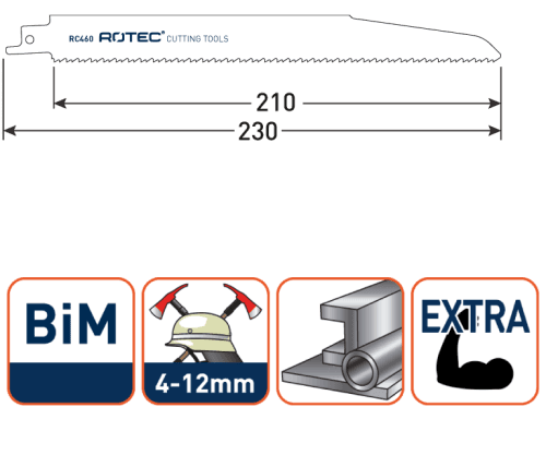 Rotec Reciprozaagblad Sloop-redding S1120CF extra dik 230mm 5 Stuks