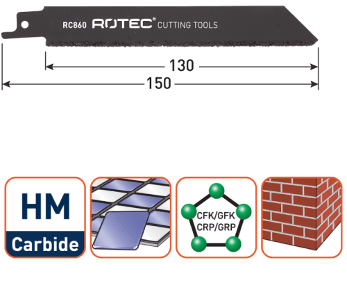 Rotec Reciprozaagblad Gietijzer Carbide-RIFF 150mm