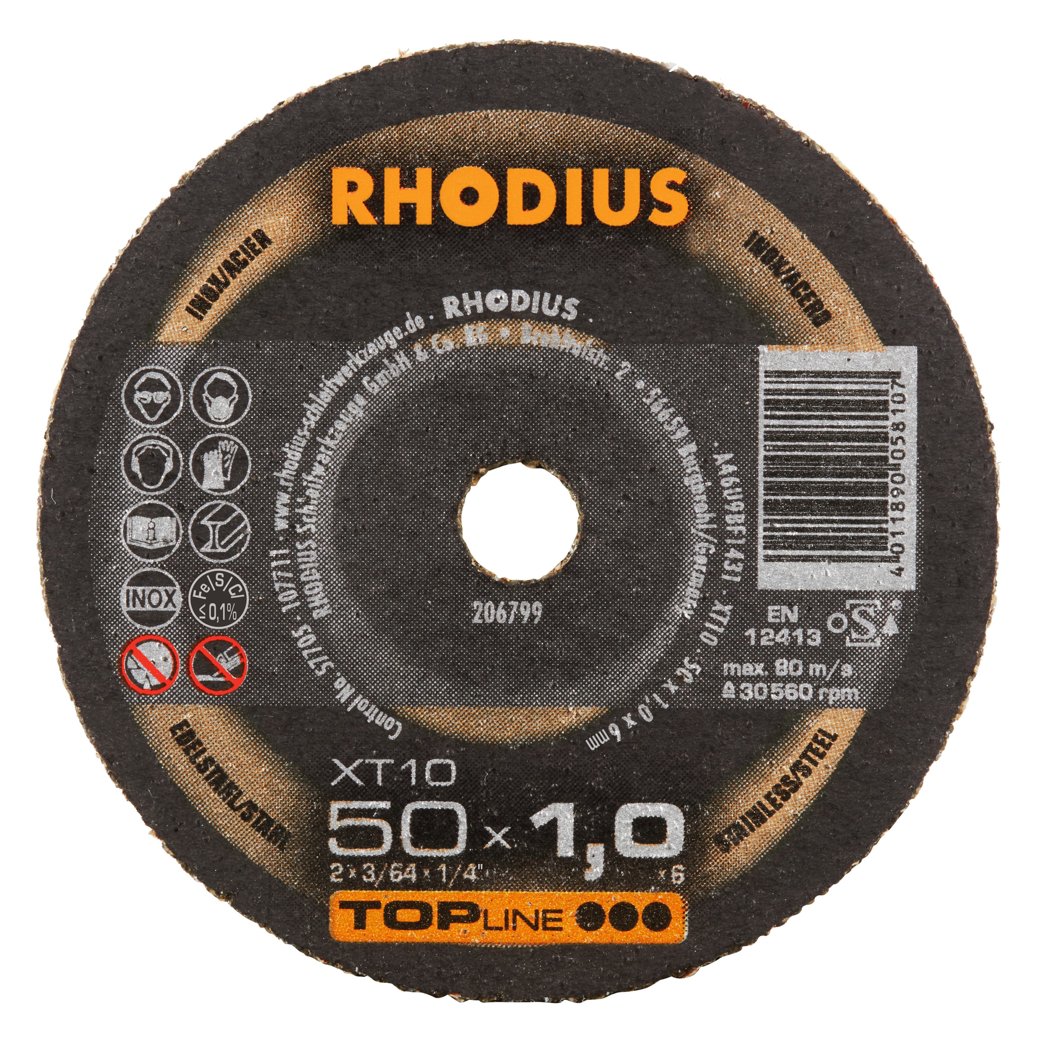 Rhodius Slijpschijf XT10 Staal/Rvs 50 x 1.0 x 6mm