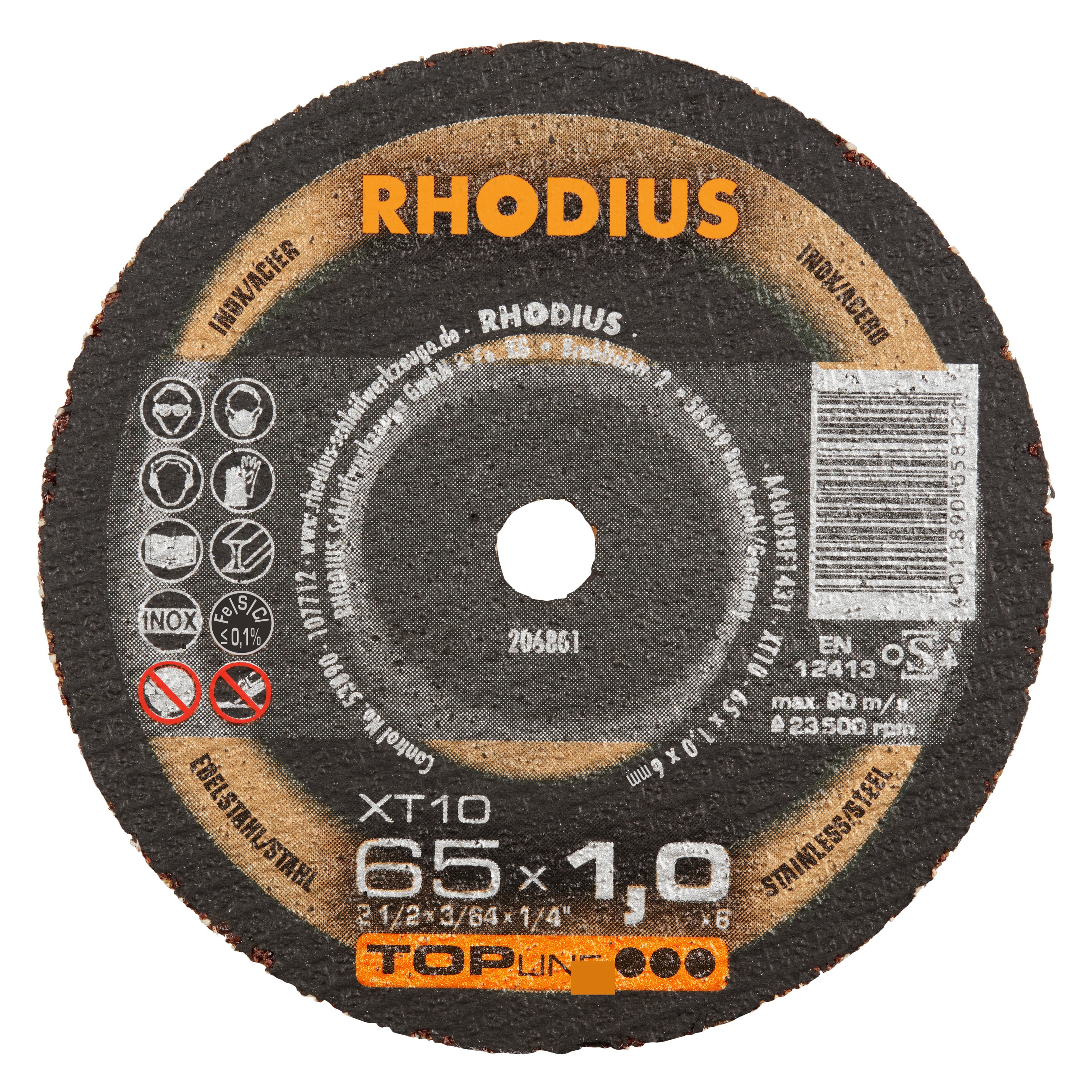 Rhodius Slijpschijf XT10 Staal/Rvs 65 x 1.0 x 6mm