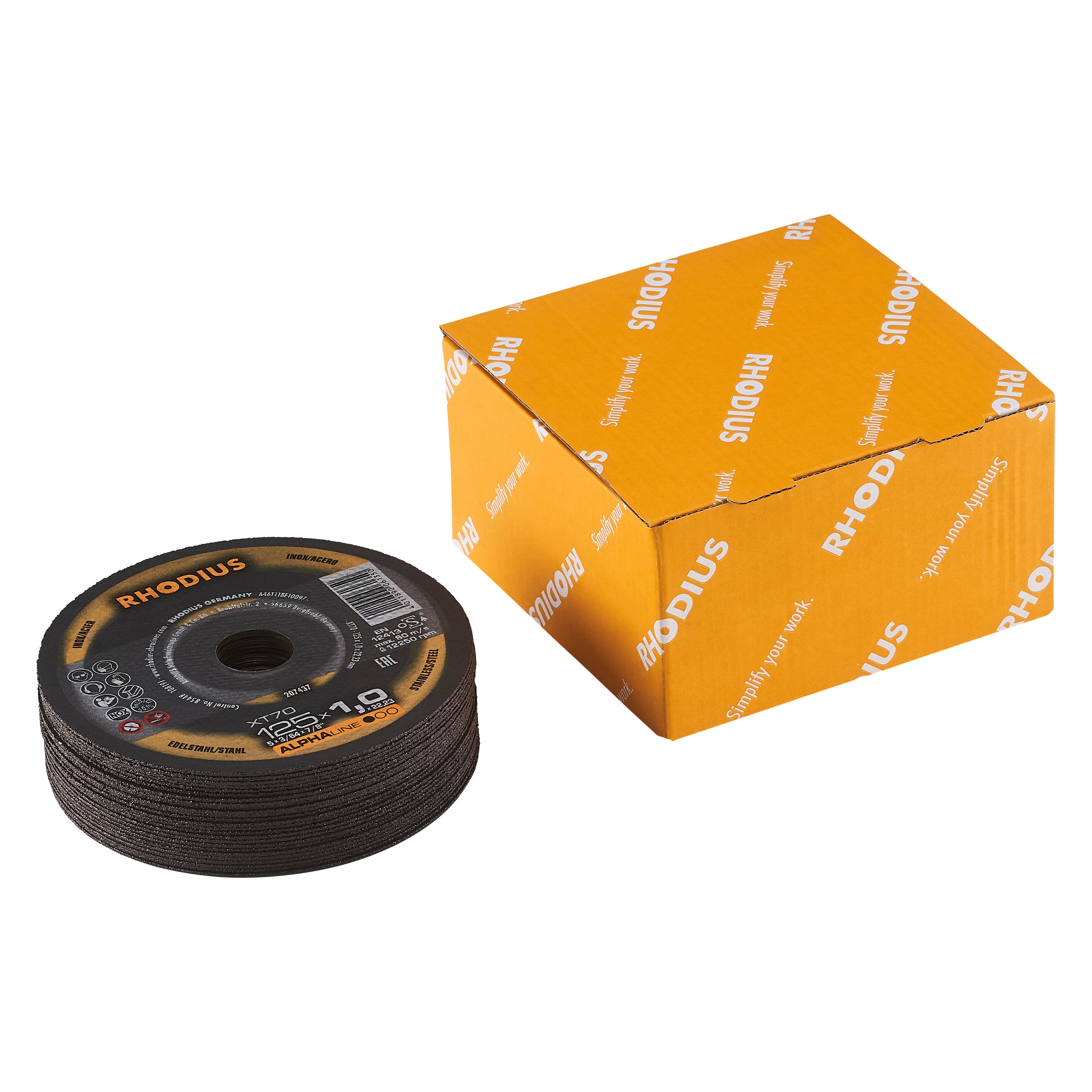 Rhodius Slijpschijf XT70 Staal/Rvs 125 x 1.0mm - 25 stuks
