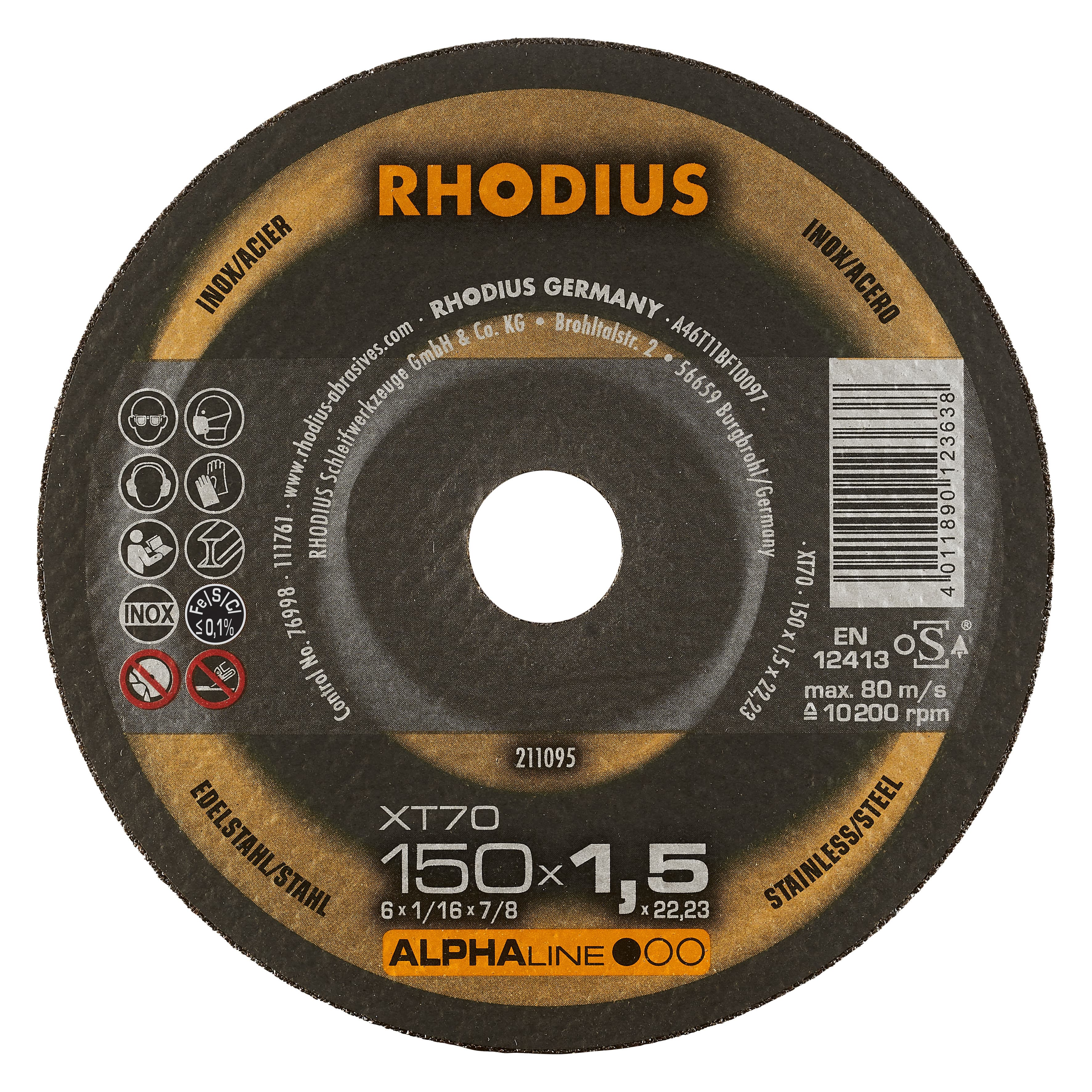 Rhodius Slijpschijf XT70 Staal/Rvs 150 x 1.5mm