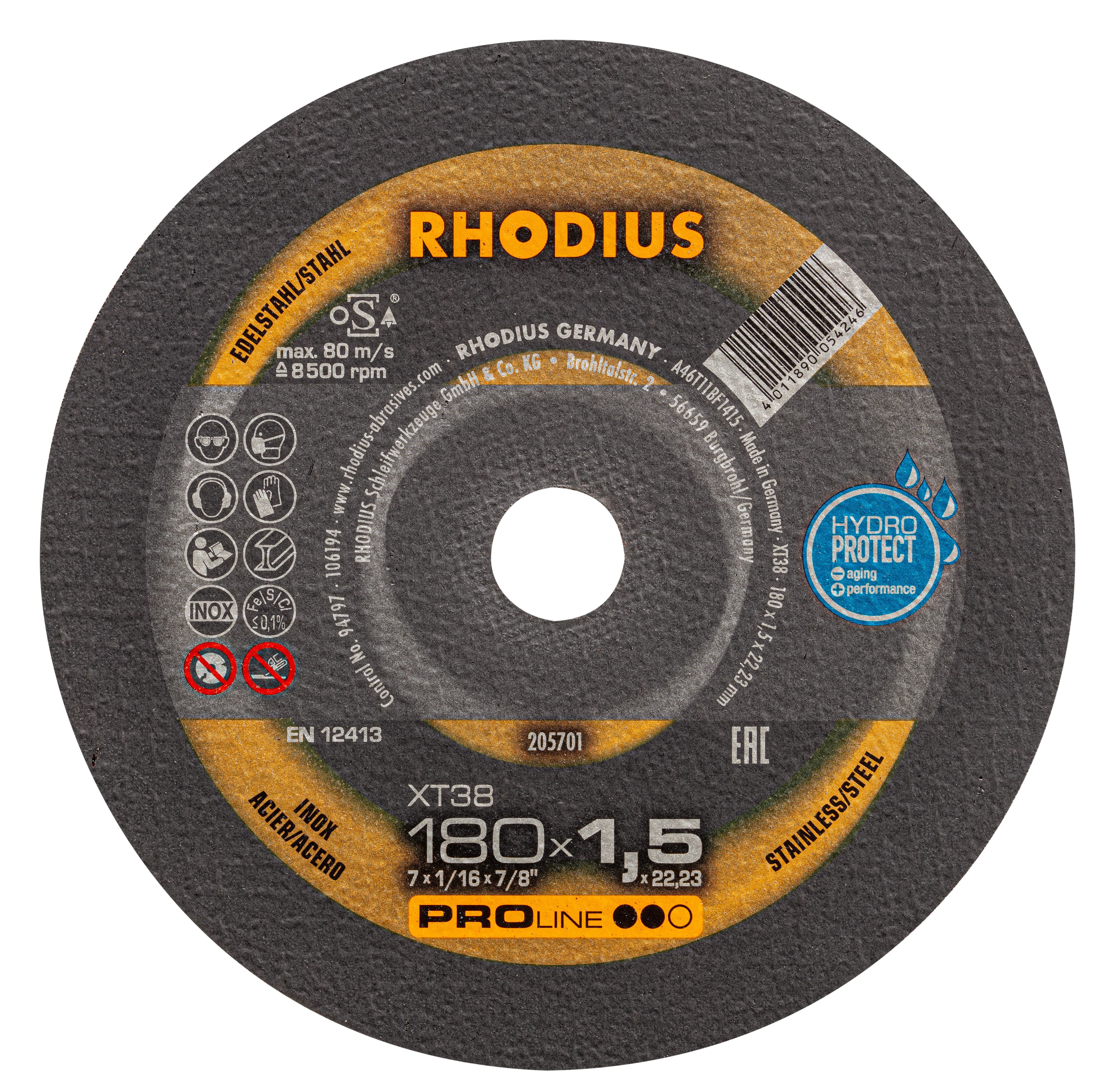 Rhodius Slijpschijf XT38 Staal/Rvs 180 x 1.5mm