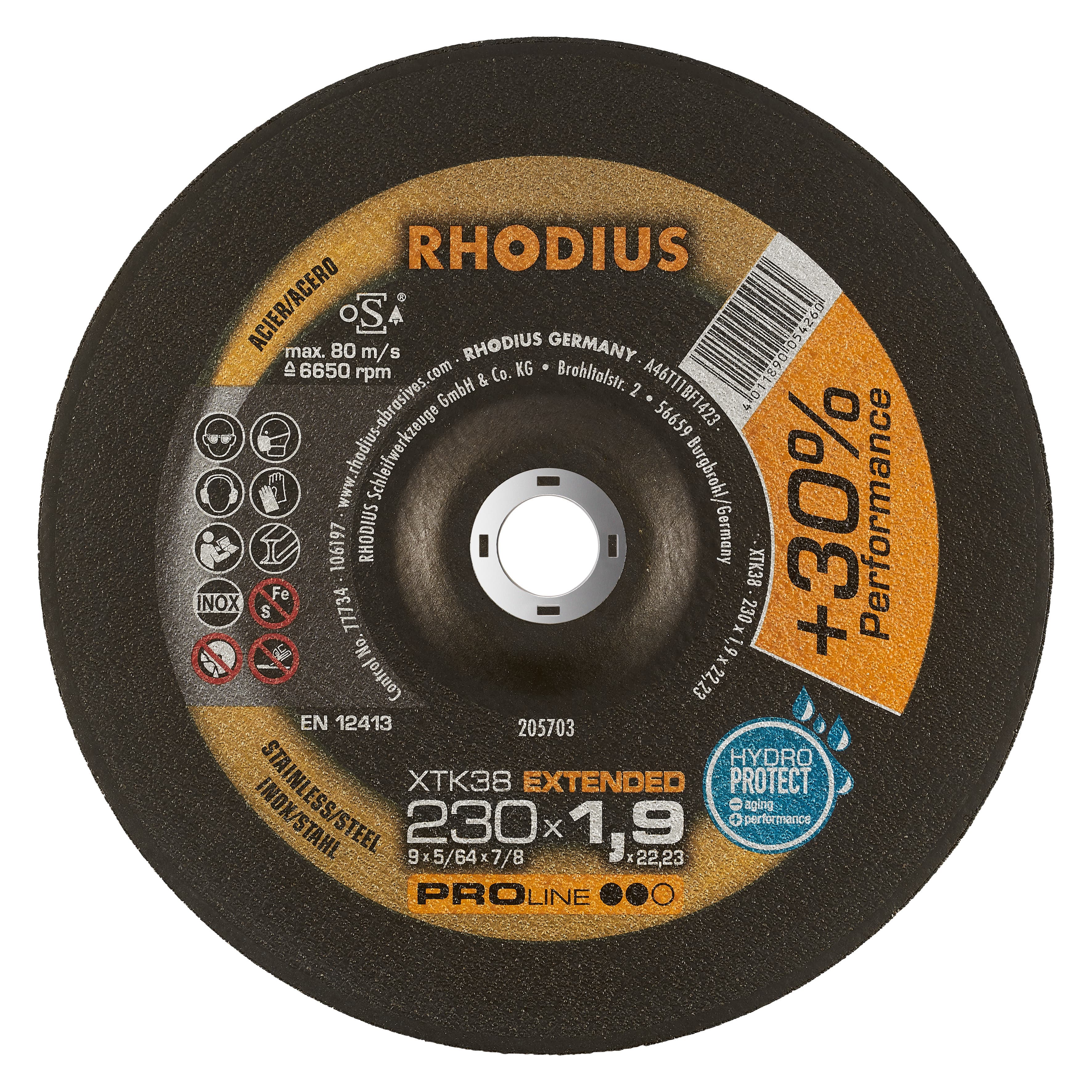 Rhodius Slijpschijf X38 Staal/Rvs 230 x 1.9mm