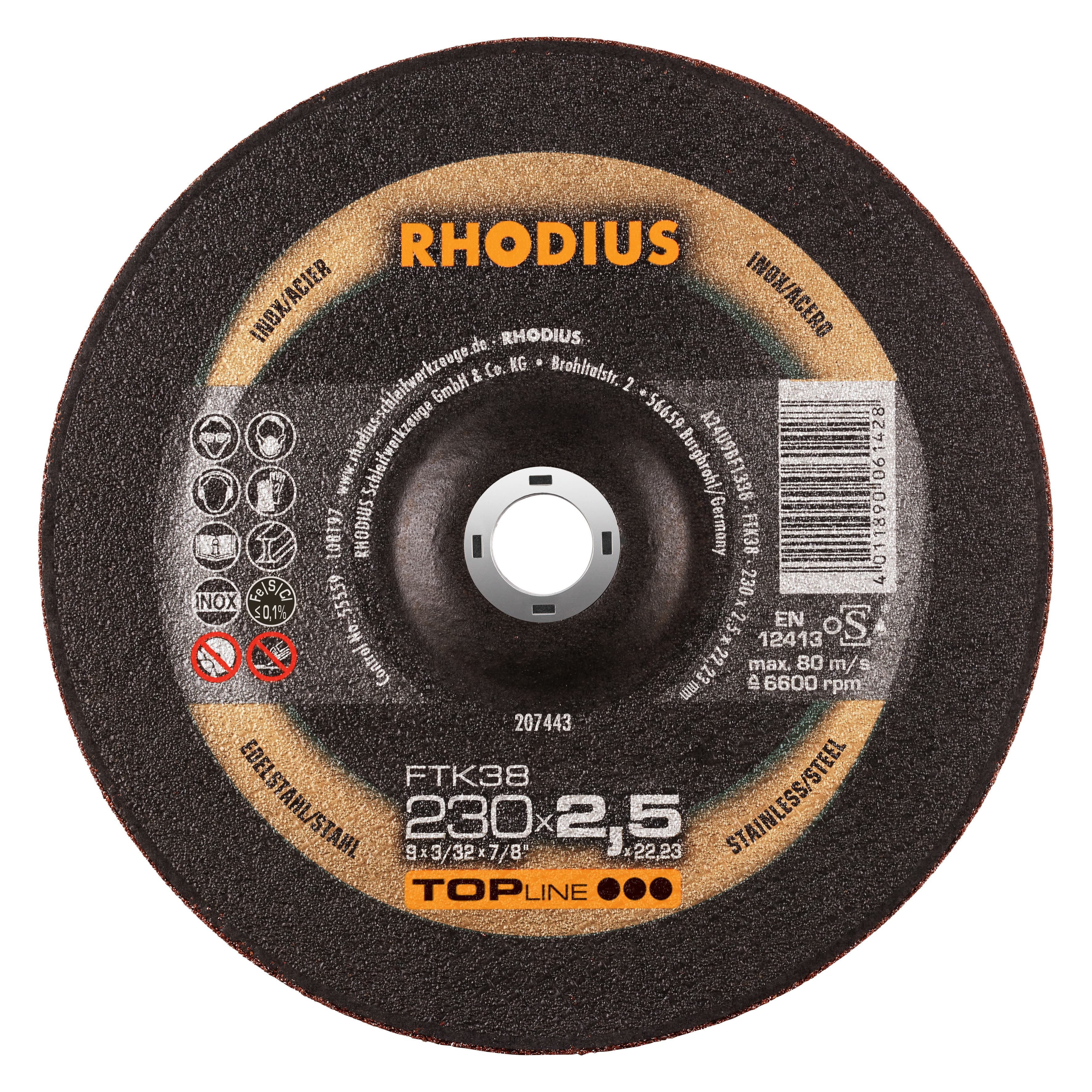 Rhodius Slijpschijf FT26 Staal/Rvs 230 x 2.5mm