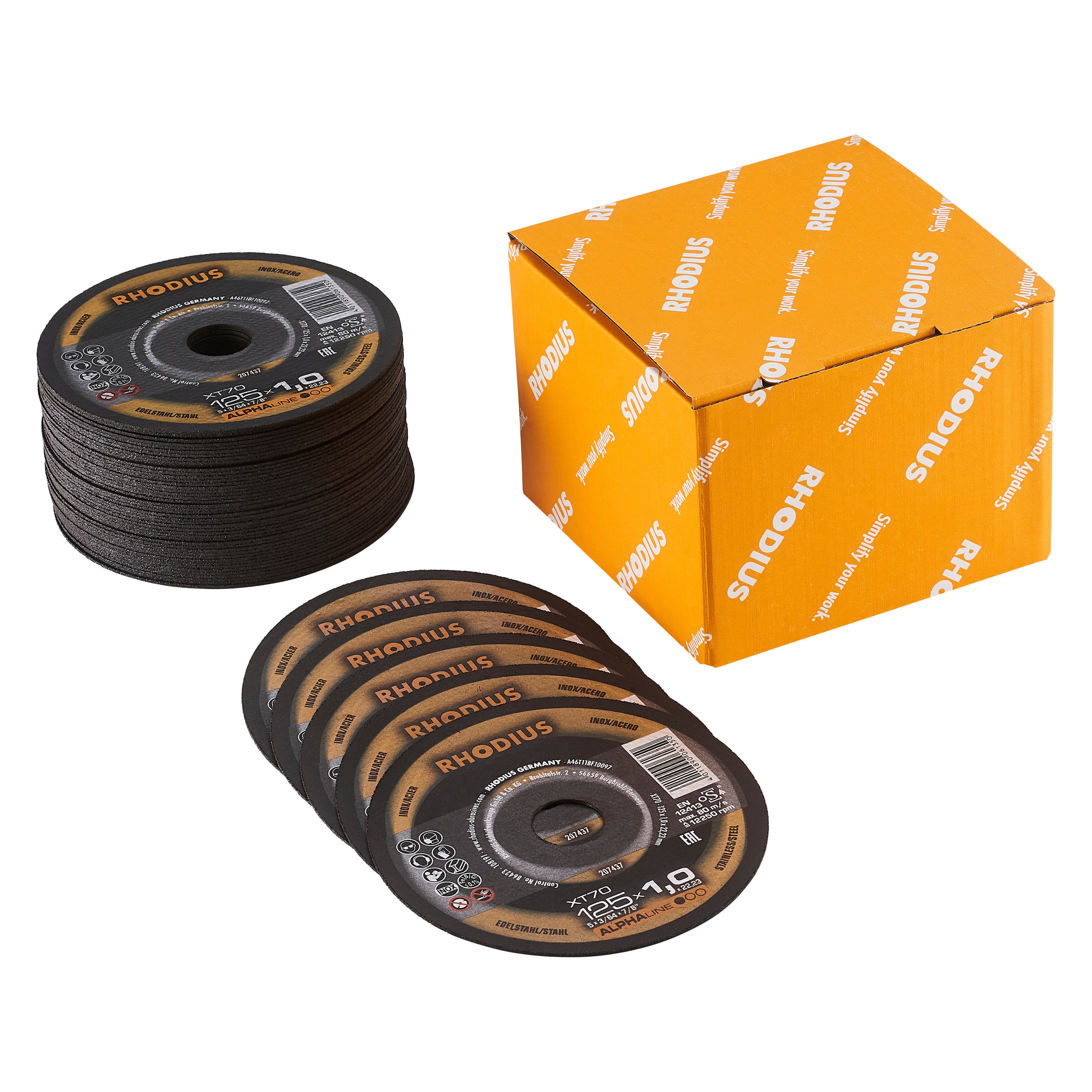 Rhodius Slijpschijf XT70 Staal/Rvs 125 x 1.0mm - 50 Stuks