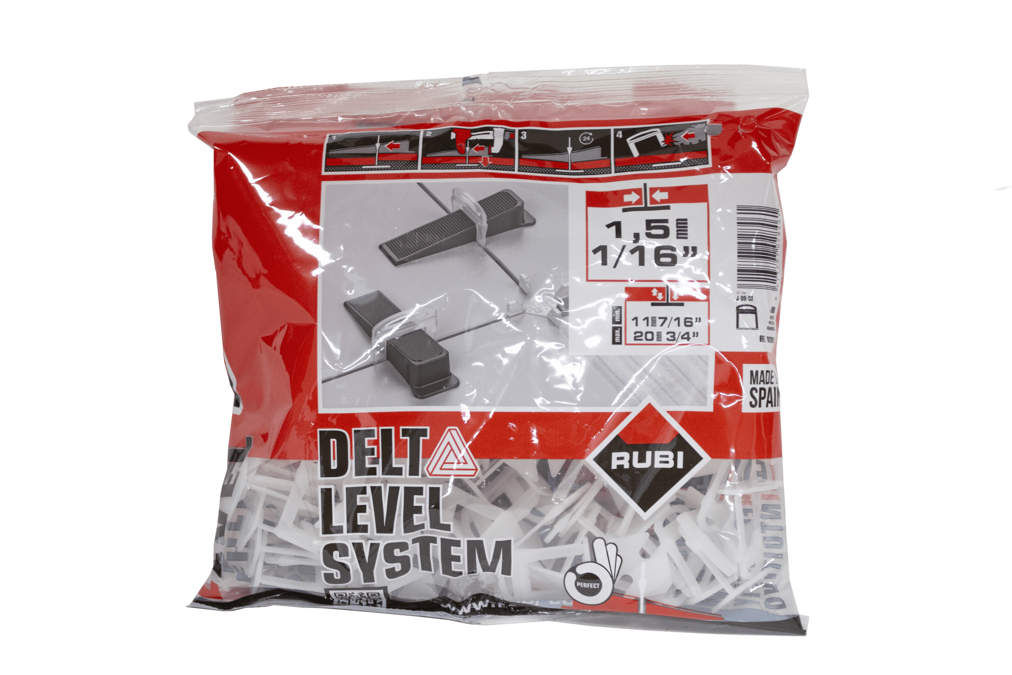 Rubi nivelleerclip DELTA 1,5mm tegeldikte 11-20mm SUPERPRO 100st